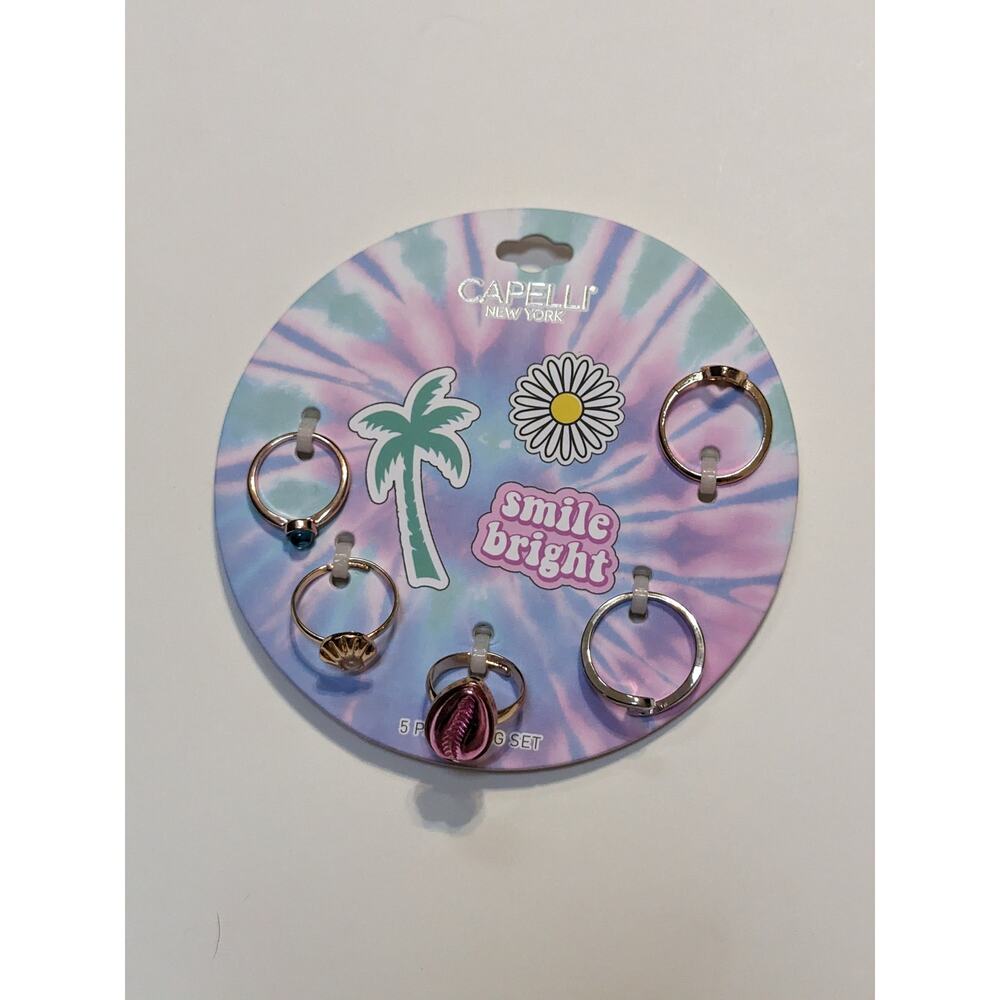 Capelli New York Smile Bright Children's Set of 5 Sea Themed Rings Small